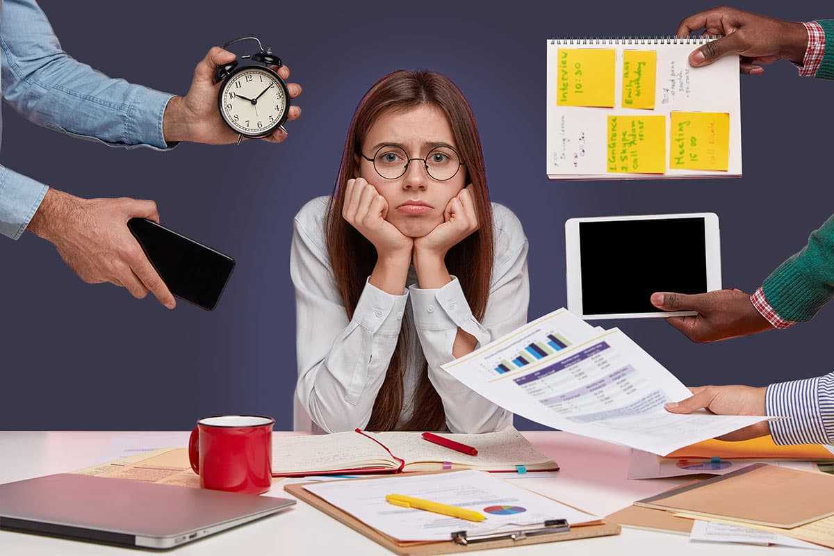 Woman overwhelmed with work